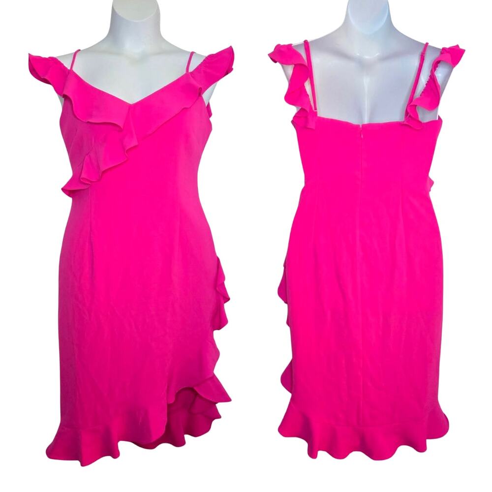 Gianni Bini Asymmetrical Sleeveless Off Shoulder Ruffle Knee Length Dress Sz 10